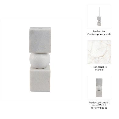 Marble Stone Taper Holder with Geometric Contemporary Design
