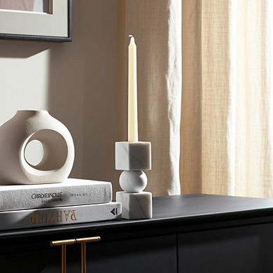 Marble Stone Taper Holder with Geometric Contemporary Design