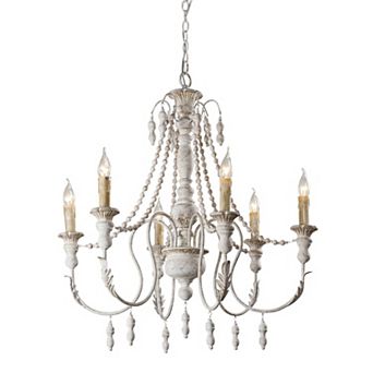 Parrot Unlce Farmhouse Wood Beaded 6-Light Chandelier Light Fixture