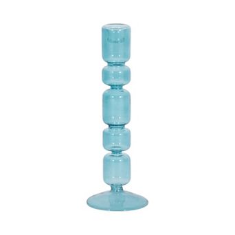 Modern Candle Holder with Stacked Sculptural Glass Base