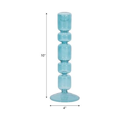 Modern Candle Holder with Stacked Sculptural Glass Base