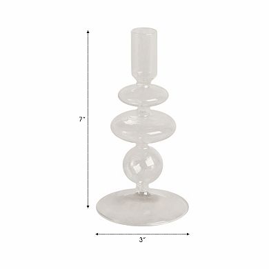 Modern Sculptural Glass Candle Holder with Rounded Accent Base
