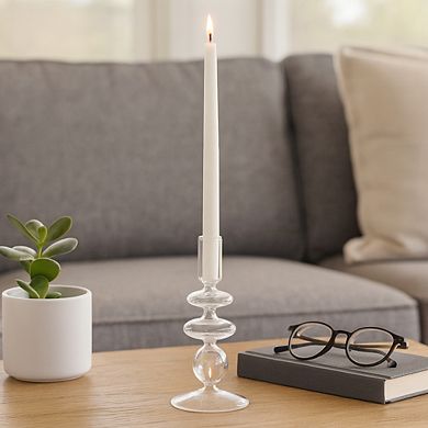 Modern Sculptural Glass Candle Holder with Rounded Accent Base