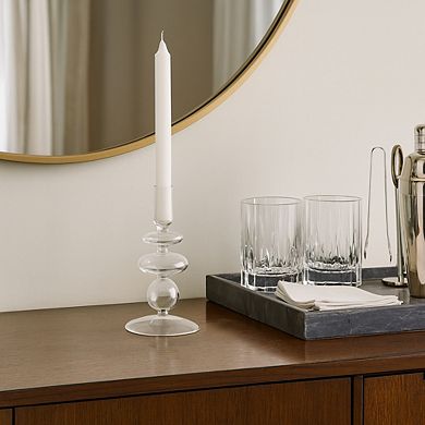 Modern Sculptural Glass Candle Holder with Rounded Accent Base