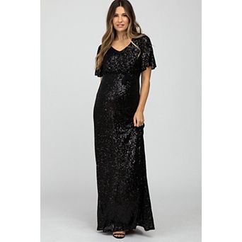 Maternity Sequin Short Sleeve Maxi Dress