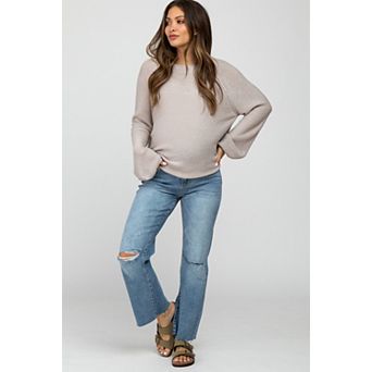 Maternity Straight Leg Frayed Hem Maternity Jeans