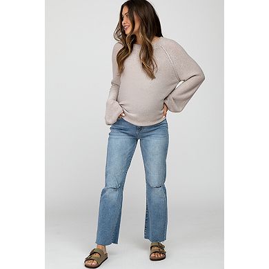 Maternity Straight Leg Frayed Hem Maternity Jeans