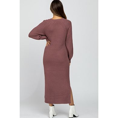 Maternity Side Slit Maxi Sweater Dress