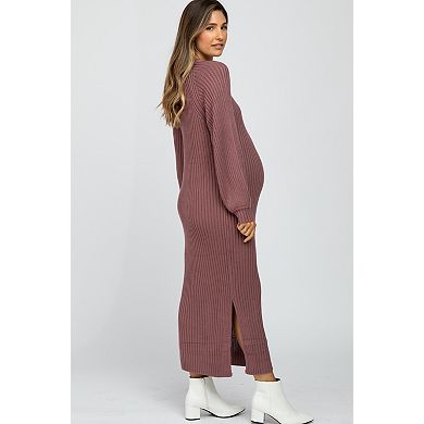 Maternity Side Slit Maxi Sweater Dress
