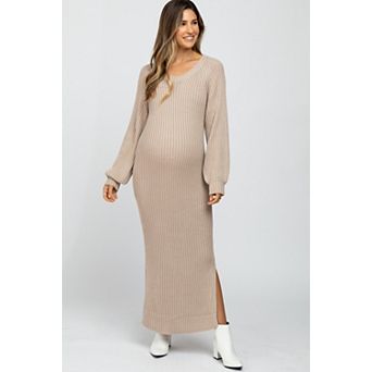 Maternity Side Slit Maxi Sweater Dress