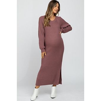 Maternity Side Slit Maxi Sweater Dress
