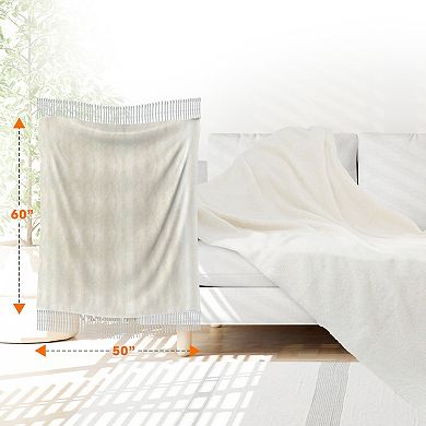 Cheer Collection Ultra Soft Knit Throw Blanket with Fringe Edges Lightweight and Cozy 50 x 60 Inches