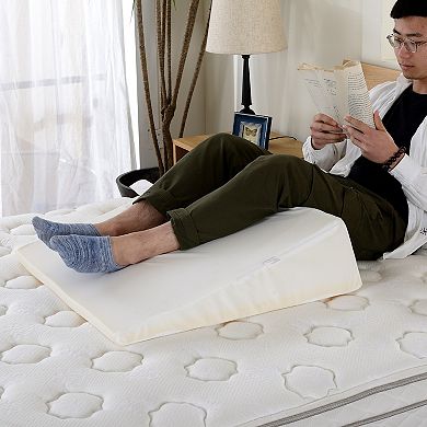 Cheer Collection Memory Foam Bed Wedge Pillow with Washable Cover for Back and Posture Support