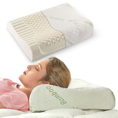 Cheer Collection Contoured Latex Memory Foam Pillow for Pressure Relief and Cool Breathable Sleep