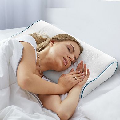 Cheer Collection Contour Gel Memory Foam Pillow with Cooling Relief and Washable Cover
