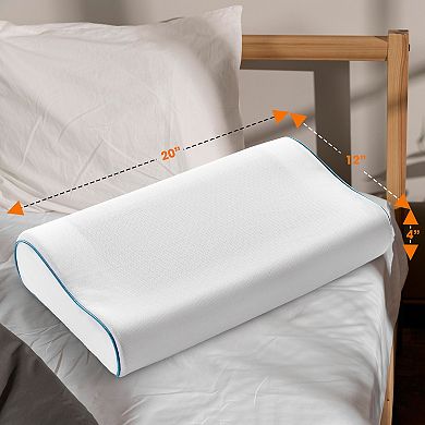 Cheer Collection Contour Gel Memory Foam Pillow with Cooling Relief and Washable Cover