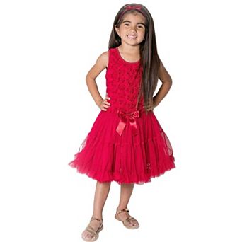 Lilttle Girl's Burgundy Red Rosette Tutu Dress