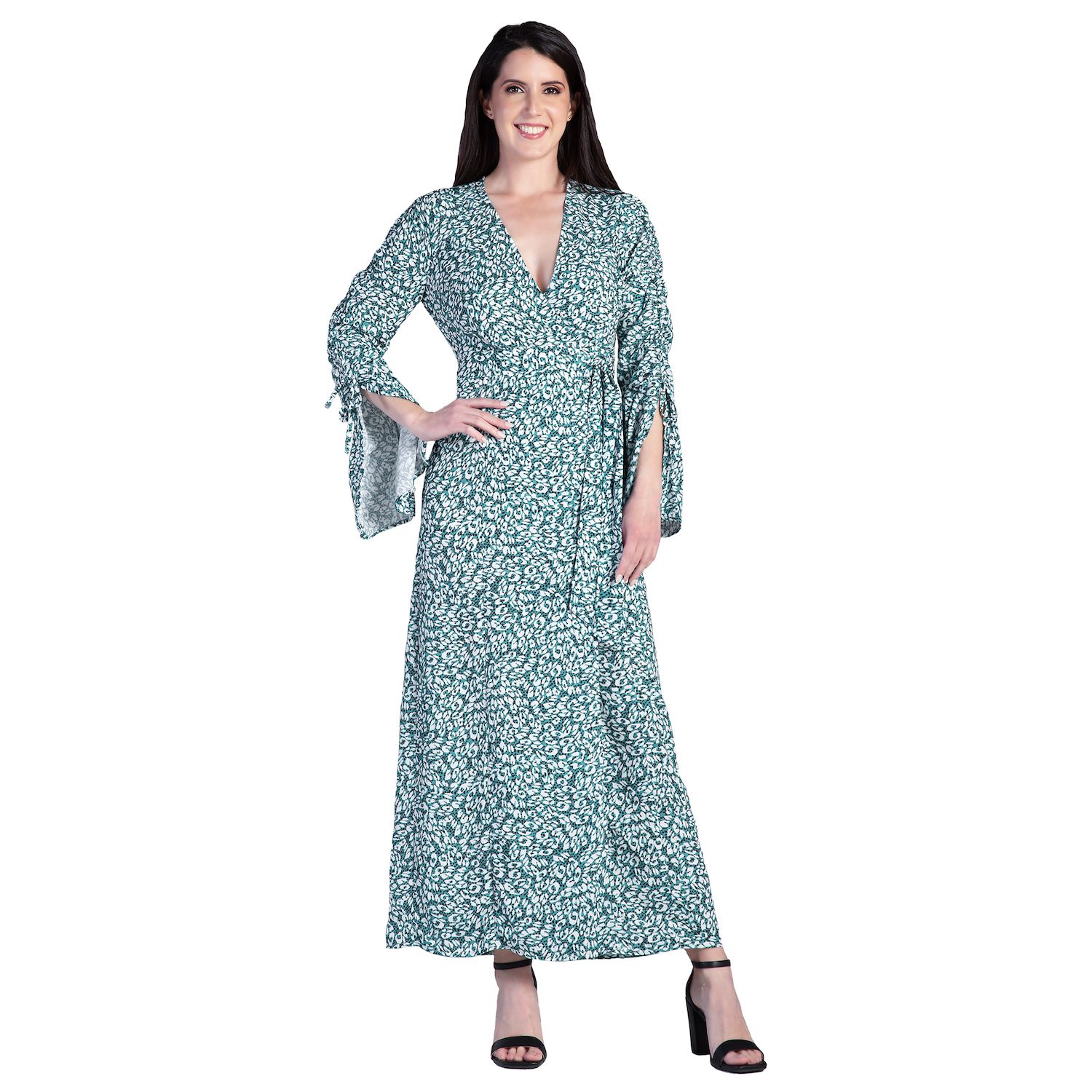 Женские платья Solid Ruched Long Sleeve Maxi Wrap Dress