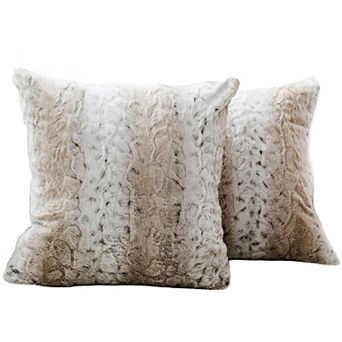 Cheer Collection Embossed Faux Fur Throw Pillows Set of 2 with Inserts Snow Leopard Print