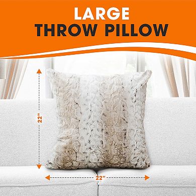 Cheer Collection Embossed Faux Fur Throw Pillows Set of 2 with Inserts Snow Leopard Print