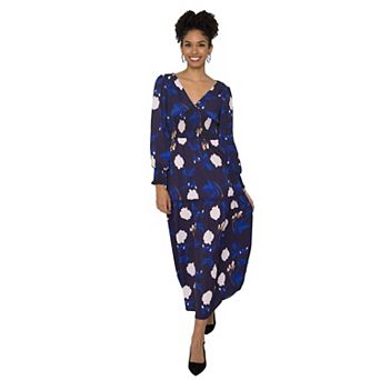 Women's Smocked Waist Long Sleeve Maxi Dress