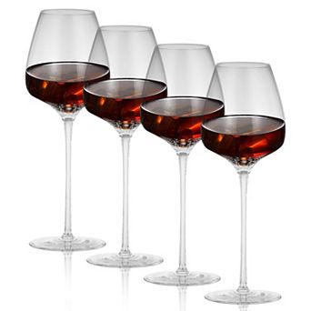 Berkware Classic White Wine Glasses Set of 4, Elegant 12oz Lead-Free Crystal, 10.7 in Tall Stem
