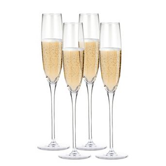 Berkware Premium Crystal Champagne Flutes Set of 4, 5.5oz Lead-Free Glass, 10 in Tall Elegance