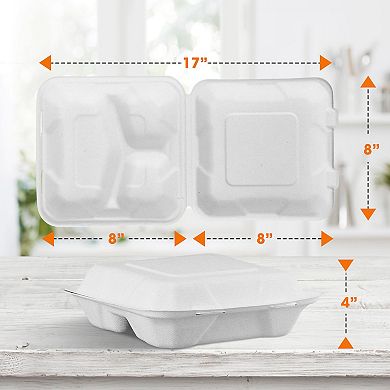 Collection 8x8 Durable Clamshell Containers for Hot and Cold Meals and Takeout Storage