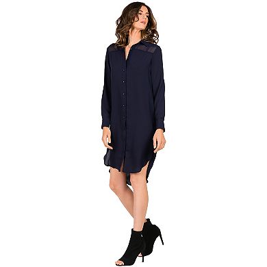 Women's Chiffon Button Up Shirt Dress