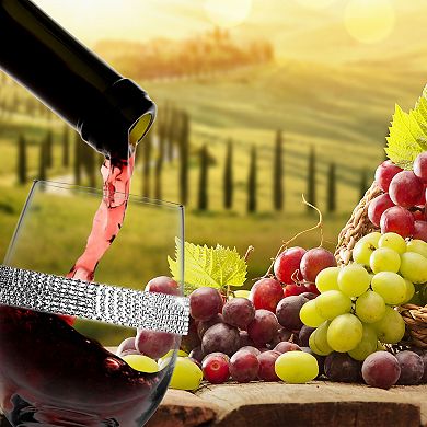 Berkware Classy Silver-Tone Stemless Wine Glasses Set of 2, 16oz Premium Crystal