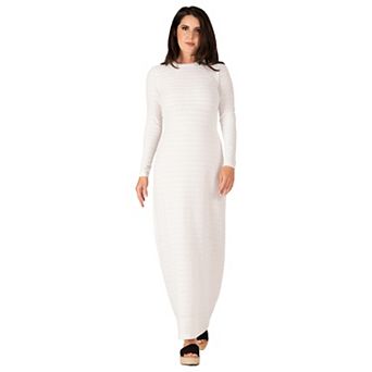 Women's Knit Crochet Boat Neck Maxi Dress