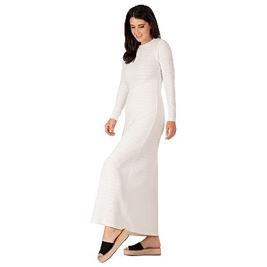 Women's Knit Crochet Boat Neck Maxi Dress