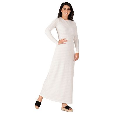 Women's Knit Crochet Boat Neck Maxi Dress