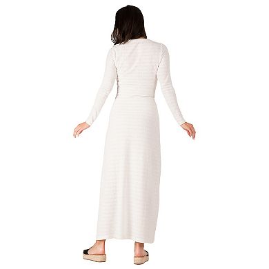 Women's Knit Crochet Boat Neck Maxi Dress