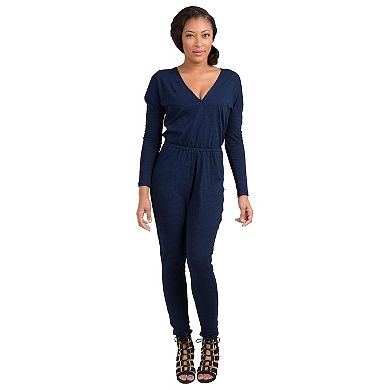 Women's V-Neck Long Sleeve Tencel Denim Jumpsuit