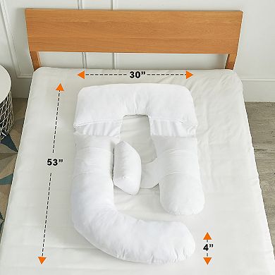 Cheer Collection U-Shaped Pregnancy Body Pillow with Adjustable Cushions for Full-Body Support