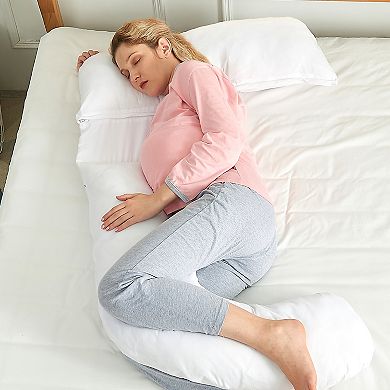 Cheer Collection U-Shaped Pregnancy Body Pillow with Adjustable Cushions for Full-Body Support