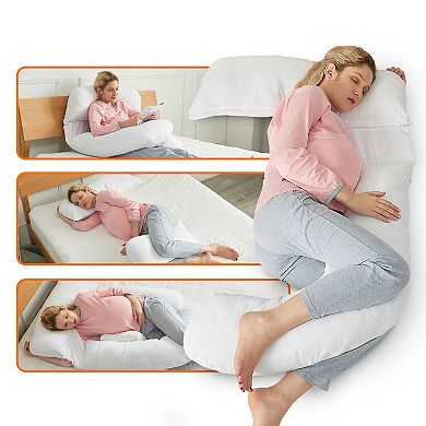 Cheer Collection U-Shaped Pregnancy Body Pillow with Adjustable Cushions for Full-Body Support