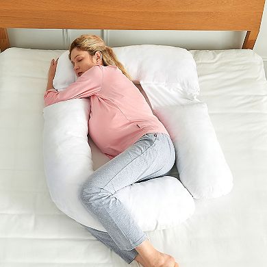Cheer Collection U-Shaped Pregnancy Body Pillow with Adjustable Cushions for Full-Body Support