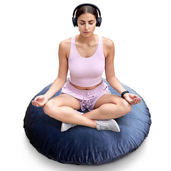 Cheer Collection Round Floor Pillow 32 Inch with Washable Cover and Supportive Foam Insert