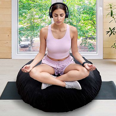 Cheer Collection Round Floor Pillow 32 Inch with Washable Cover and Supportive Foam Insert