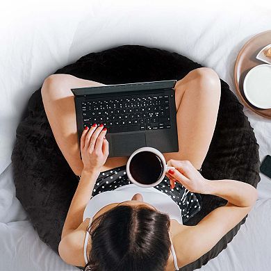 Cheer Collection Round Floor Pillow 32 Inch with Washable Cover and Supportive Foam Insert