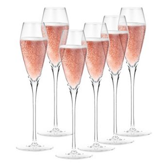 Berkware Premium Tulip-Shaped Crystal Champagne Flutes Set of 6, 7.7oz, 10.6 in Lead-Free Luxury