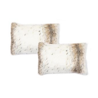 Cheer Collection Animal Print Faux Fur Throw Pillows Set of 2 with Washable Covers and Inserts