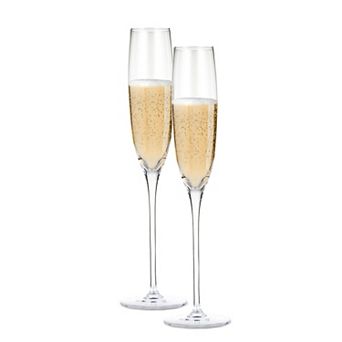 Berkware Premium Crystal Champagne Flutes Set of 2, 5.5oz Lead-Free Glass, 10 in Tall Elegance