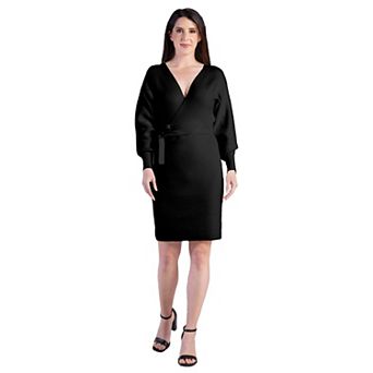 Women's V-Back Full Sleeve Sweater Knit Mini Dress