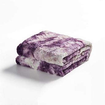 Cheer Collection Ultra Soft Faux Fur Throw Blanket Cozy Decorative Accent in Tie-Dye Design