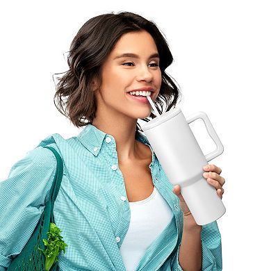 Cheer Collection 40oz Leakproof Insulated Tumbler with Straw and Handle