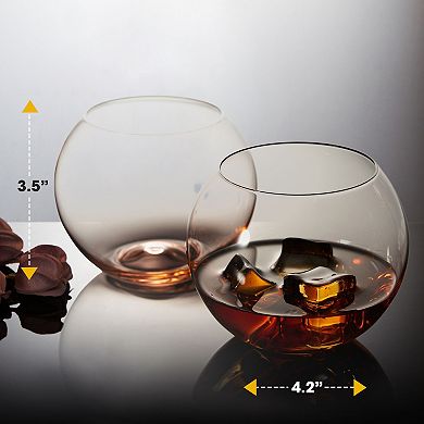 Berkware Premium Colored Stemless Wine Glass Set of 4 Modern Table Glassware