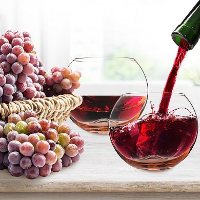 Berkware Premium Colored Stemless Wine Glass Set of 4 Modern Table Glassware